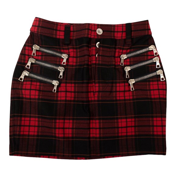 UNRAVEL PROJECT Red/Black Checked Mini Skirt Size S $1085